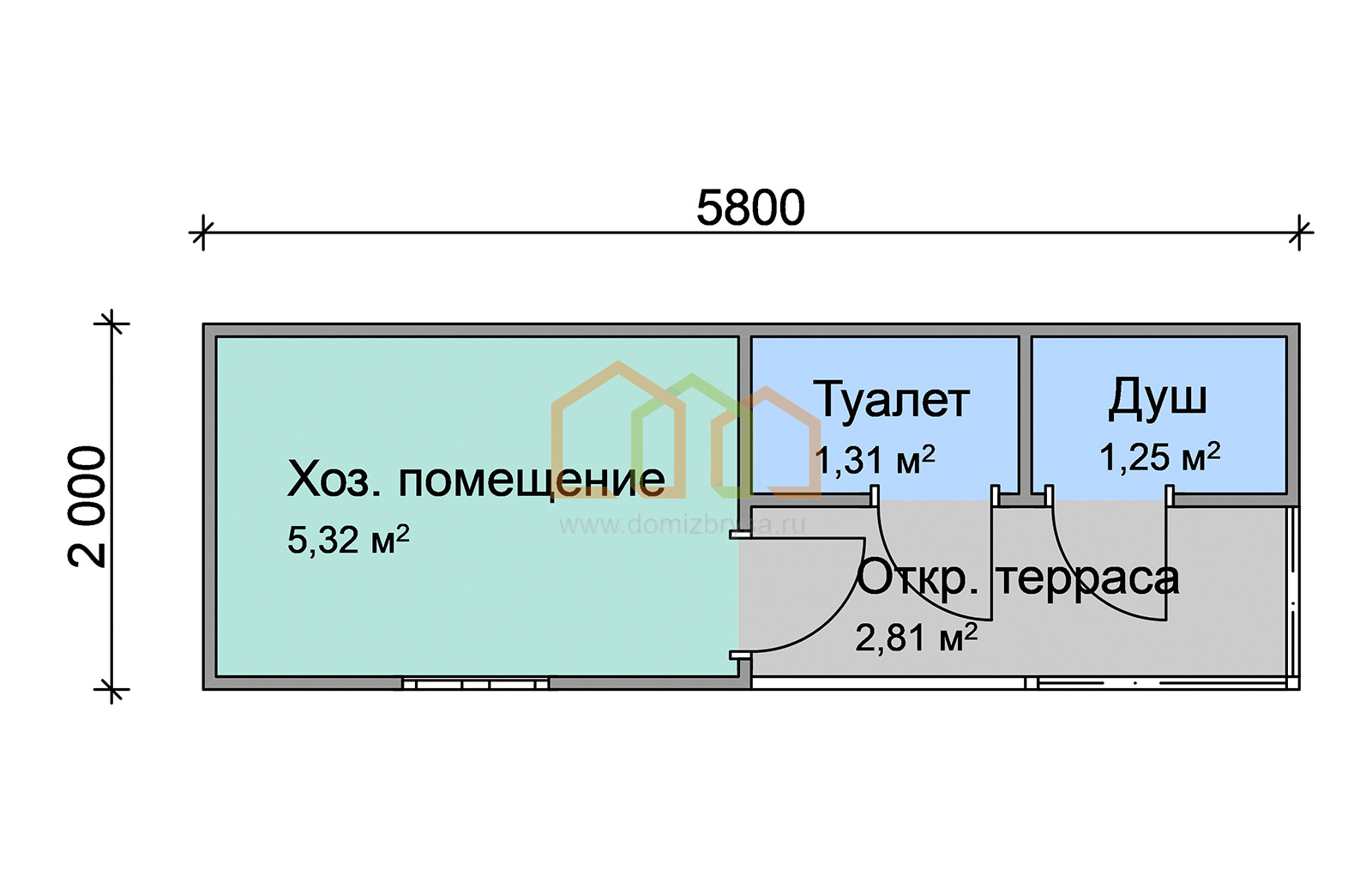 Хозблок для дачи Слава (СБО) 2х5.8 Площадь: 11,6 м² с террасой без  оборудования со сборкой на участке с кладовкой под ключ в Лугах